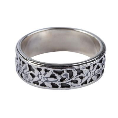Sunflower Garland,'Sunflower Band Ring in 950 Taxco Silver'