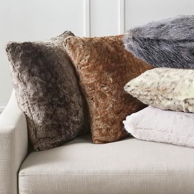 Luxury Faux Fur Decorative Pillow Cover - Chinchilla, Individual - Frontgate