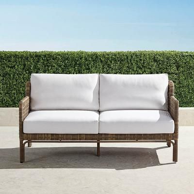 Seton Loveseat with Cushions in Desert Wicker - Standard, Rain Sand - Frontgate