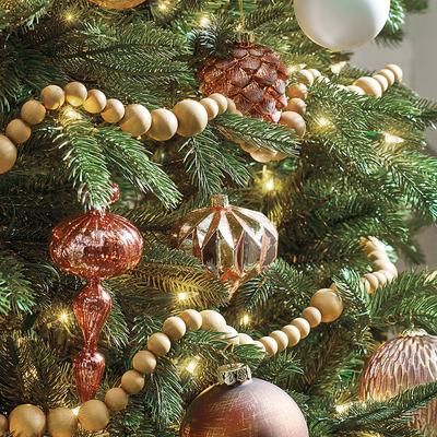 Christmas Wood Beaded Garland, Set Of Three - Grandin Road