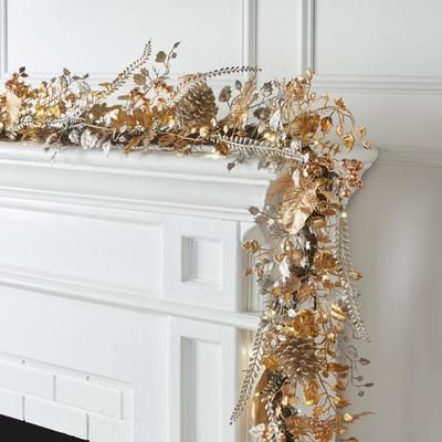 6' Pre-Lit Gold & Silver Garland by BrylaneHome in Gold Silver Lights Christmas Garland