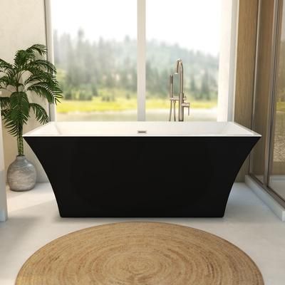 Randolph Morris Dax 60 Inch Acrylic Double Ended Freestanding Tub - No Faucet Drillings RMA31-BN-BLK
