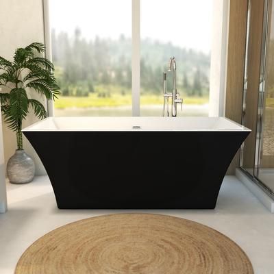 Randolph Morris Dax 60 Inch Acrylic Double Ended Freestanding Tub - No Faucet Drillings RMA31-BLK