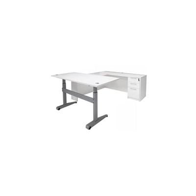 Pneumatic Lift Height Adjustable Managers U-Desk in White