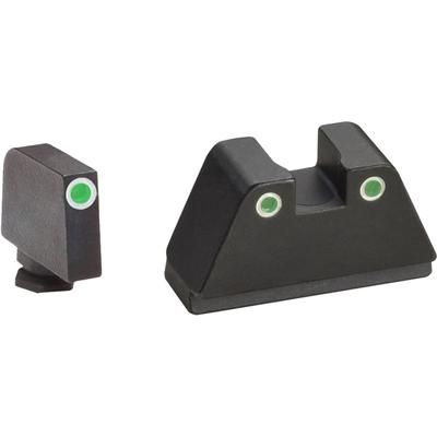 AmeriGlo Glock 2XL Tritium Night Sight Suppressor/Optic Height Set Green Green Tritium w/ White Outline Fits all Glock except 4243 2XL GL-330
