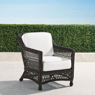 Hampton Lounge Chair in Black Walnut Wicker - Standard, Paloma Medallion Indigo - Frontgate