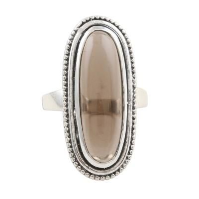 Bliss & Beauty,'Smoky Quartz Sterling Silver Cocktail Ring'