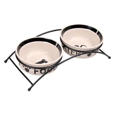 Trixie Eat on Feet Ceramic Dog Bowl Set with Stand - 2x0.6l