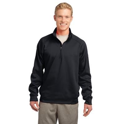 Sport-Tek F247 Tech Fleece 1/4-Zip Pullover T-Shirt in Black size 2XL | Polyester