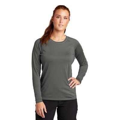 Sport-Tek LST470LS Athletic Women's Long Sleeve Rashguard Top in Dark Smoke Grey size Medium | Polyester Blend