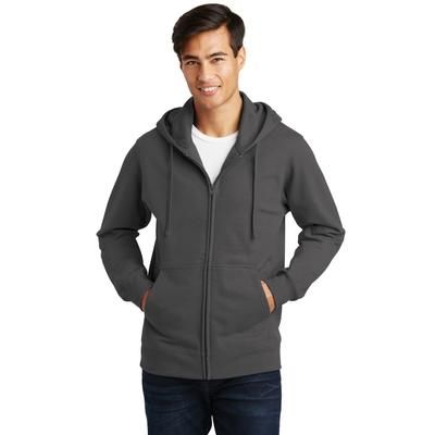 Port & Company PC850ZH Fan Favorite Fleece Full-Zip Hooded Sweatshirt in Charcoal size 2XL | Cotton/Polyester Blend