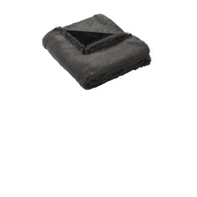 Port Authority BP45 Faux Fur Blanket in Shadow Gray/Deep Black size OSFA | Polyester/Spandex Blend