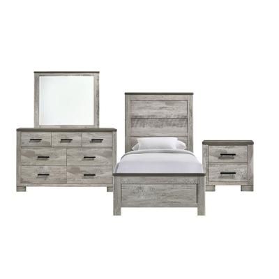 Adam Twin Panel 4PC Bedroom Set in Gray - Picket House Furnishings MC300TB4PC