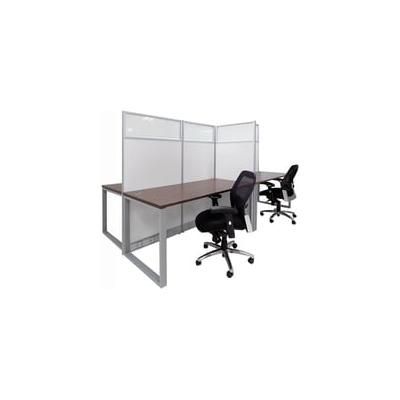 67"H TrendSpaces White Laminate 4-Person Cluster Washable Cubicle w/Glass