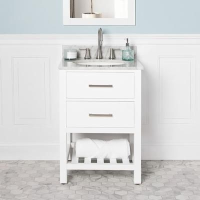 Randolph Morris Everett 24 Inch Birch & Oak Console Vanity with Oval Undermount Sink - White FED-23-WH
