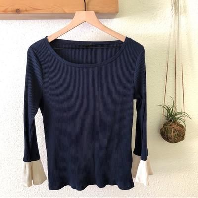 J. Crew Tops | J Crew Navy & White Ribbed Top | Color: Blue/White | Size: M