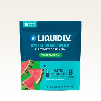 Liquid I.V. Watermelon Powdered Hydration Multiplier (16 pack) - Powdered Electrolyte Drink Mix Packets