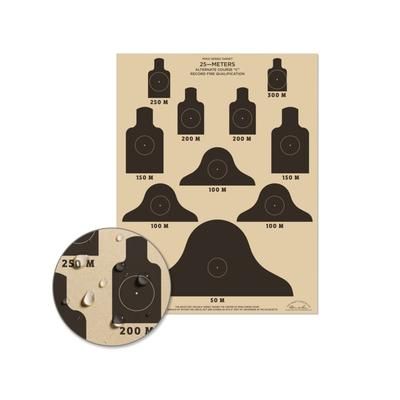 Rite in the Rain 25m Target Sheets SlowFire 17in X 22in Designed For M16A1 75 To 300 Meter Scaled Silhouette On Front Offset On Back 100 Sheets Tan