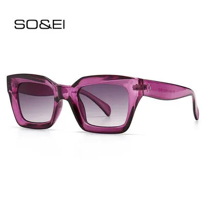 SO & EI mode lunettes de soleil œil de chat femmes marque concepteur rétro carré bleu violet lunettes femmes ongles lunettes de soleil nuances UV400 hommes
