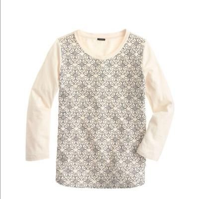 J. Crew Tops | J. Crew Floral Embroidered Basic Top | Color: Cream | Size: S