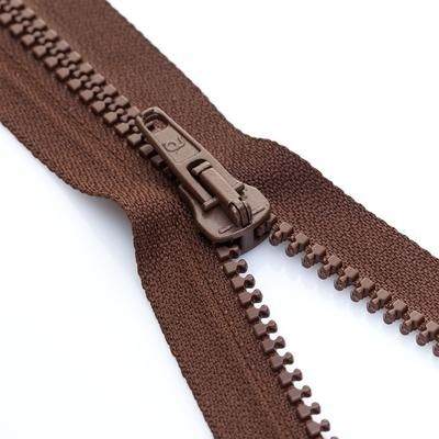 buttinette Fermeture à glissière, avec glissière en plastique, marron, séparable