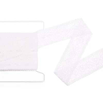 Galon de dentelle pour empiècements "Laura", blanc, largeur : 4 cm, longueur : 5 m