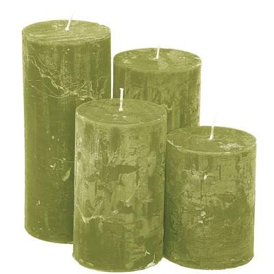 Bougies rustiques, vert, 4 pièces