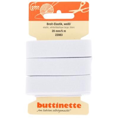 buttinette Ruban élastique "large", blanc, largeur : 20 mm, longueur : 5 m