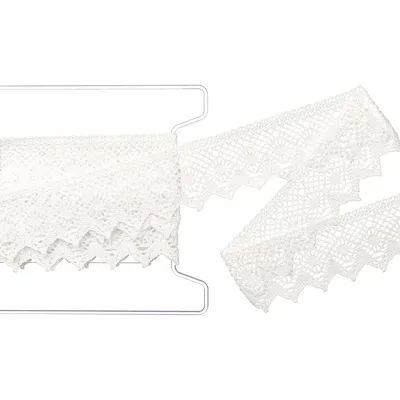 Galon de dentelle aux fuseaux pointue large "Heike", écru, largeur : 4,5 cm, longueur : 5 m