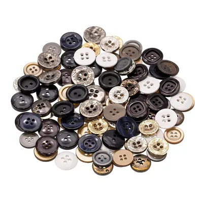 Boutons pour pantalons et jeans, en plastique et métal, Ø 13 - 18 mm, 100 pièces