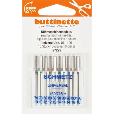 buttinette Aiguilles pour machine à coudre "universel", épaisseur : 70 - 100, 10 pièces