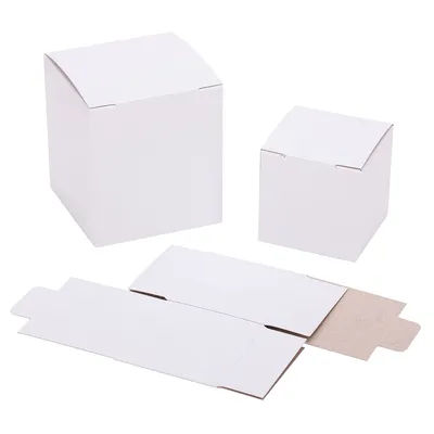 Boîtes pliantes en carton solide, blanc, 12 pièces