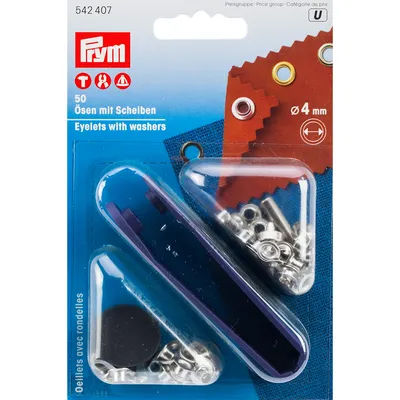 Prym Œillets sans couture, avec rondelles, dim. : 4 mm Ø, contenu : 50 pièces