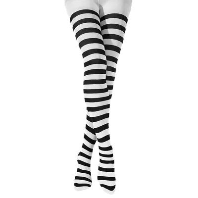 Collants rayés pour adultes, blanc/noir