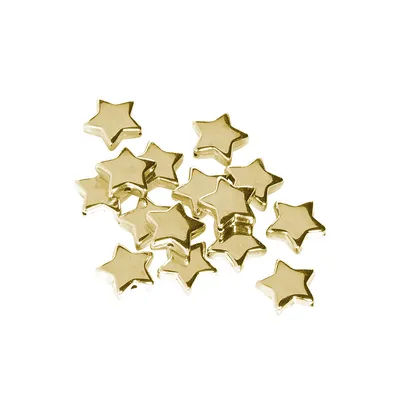 Perles "étoile", doré, 1,5 cm, 25 pièces