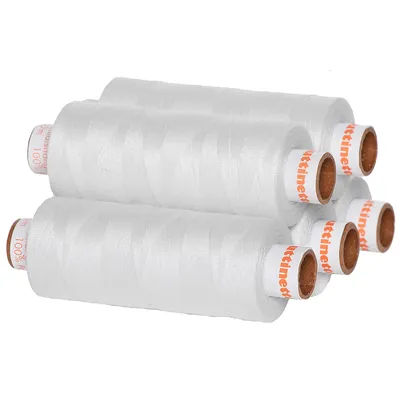 buttinette Fil à coudre universel, grosseur : 100, lot de 5 bobines, blanc
