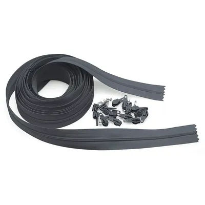 buttinette Lot fermeture éclair sans fin, gris, longueur : 4 m