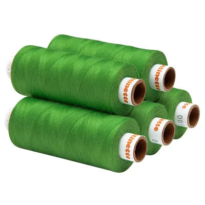 buttinette Fil à coudre universel, grosseur : 100, lot de 5 bobines, vert pomme