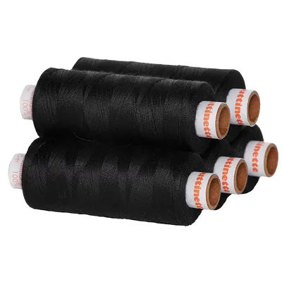 buttinette Fil à coudre universel, grosseur : 100, lot de 5 bobines, noir
