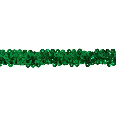 Ruban élastique à paillettes, vert, 20 mm, 3 m