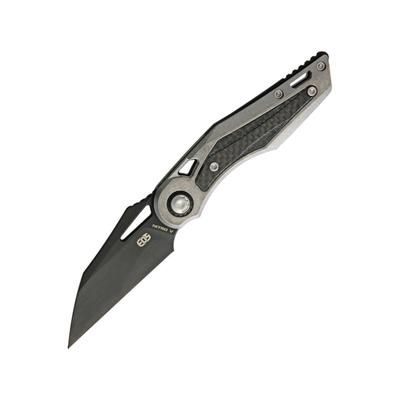 EOS Urchin Friction Folder SW Folding Knife 3in Black Dlc Coated Nitro V Steel Blade Stonewash Titanium Handle With Carbon Fiber Inlay Pocket Clip