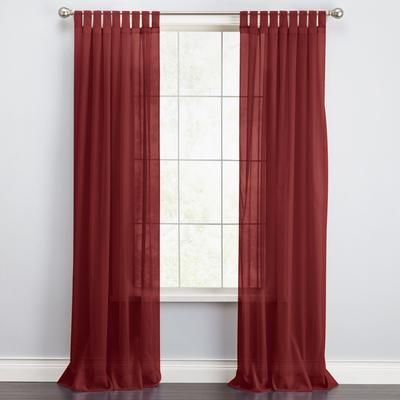 Wide Width BH Studio Sheer Voile Tab-Top Panel by BH Studio in Burgundy (Size 60" W 63" L) Window Curtain