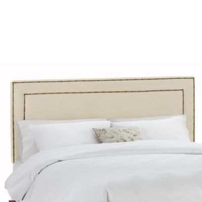 Velvet with Brass Nailhead Trim Queen Headboard by Skyline Furniture in Buckwheat
