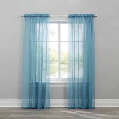 BH Studio Sheer Voile Rod-Pocket Panels -Set of 2 by BH Studio in Smoke Blue (Size 120"W 84" L) Window Curtains