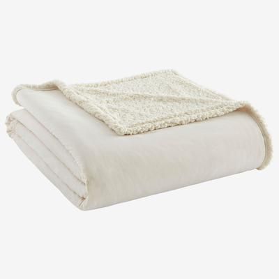 Micro Flannel® Reverse to Sherpa Blanket by Shavel Home Products in Ivory (Size TWIN)