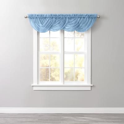BH Studio Sheer Voile Toga Valance by BH Studio in Smoke Blue Window Curtain