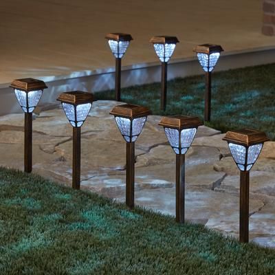Bronze Solar Lights, Set of 8 by BrylaneHome in Bronze