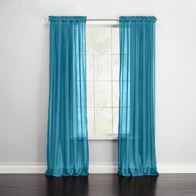 BH Studio Sheer Voile Rod-Pocket Panels -Set of 2 by BH Studio in Dark Turquoise (Size 120"W 72" L) Window Curtains