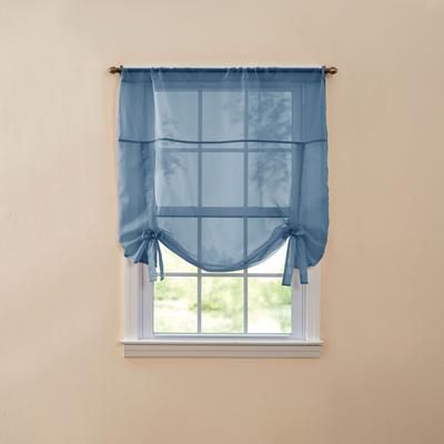 Wide Width BH Studio Sheer Voile Tie-Up Shade by BH Studio in Smoke Blue (Size 36" W 63" L) Window Curtain