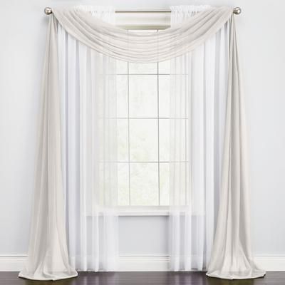 Wide Width BH Studio Sheer Voile Scarf Valance by BH Studio in Eggshell (Size 40" W 288"L) Window Curtain